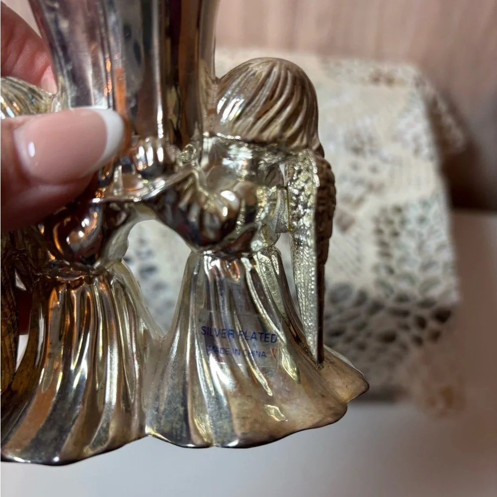 Shimmering Silver Plated Angelic Candle Holder